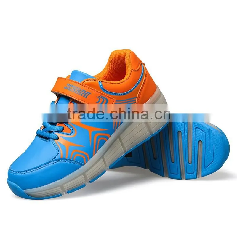 High quality roller skates USB charge led light children running sports shoes