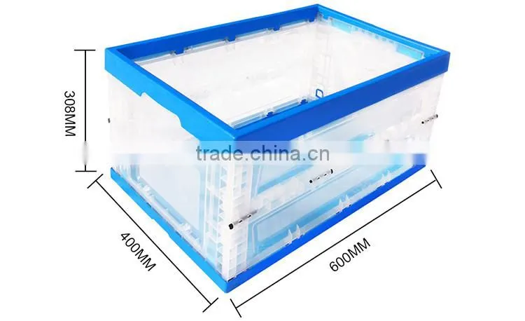 Recyclable fruit storage plastic collapsing folding crate
