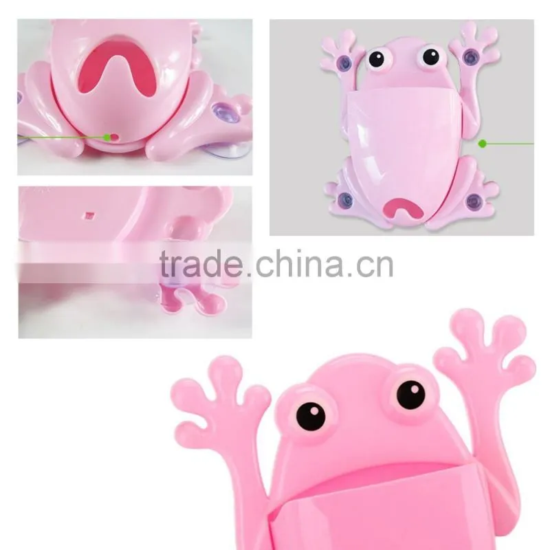 Factory Wholesale Cute bathroom frog Children baby Toothbrush holder with suction cup