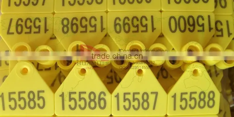 livestock ear tag for sheep /goat / pig in yellow 32*32 mm