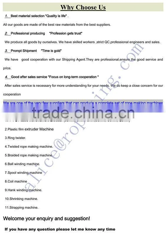 Rope Making Machine M :0086 15163879588 email:alice@ropeking.com