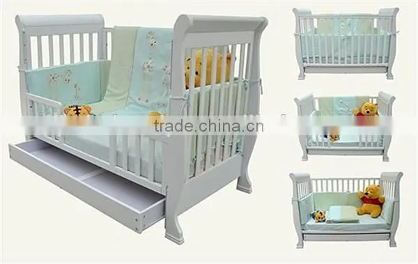 EN716 Certified multifunctional solid wooden baby cot bed