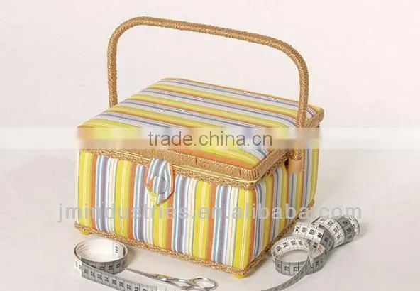 Floral Print Wooden Sewing Tool Box w/ Accessories