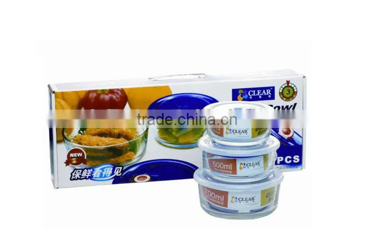 Best price wholesale handicrafts daily use glass bowl, 3pcs glass bowl set