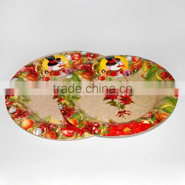 Wholesale Cheap Christmas Plate with decal design