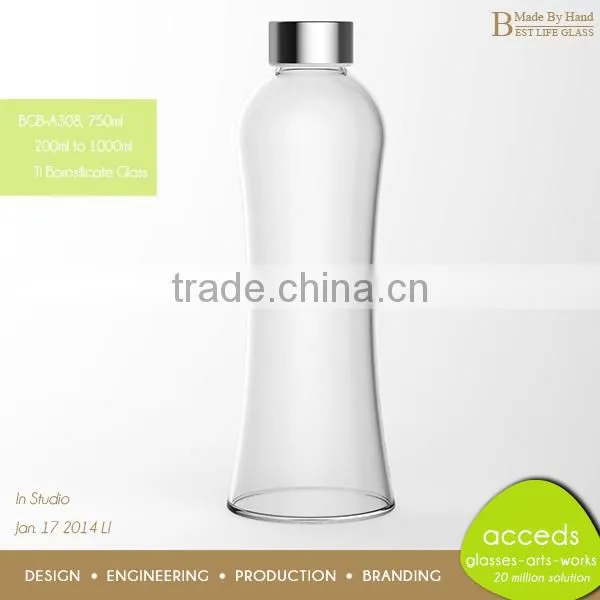 Personalized Healthy Borosilicate Glass 750ml Travel Bottle