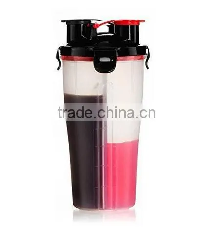 600ml Plastic Double Separated Shaker Bottle BPA Free