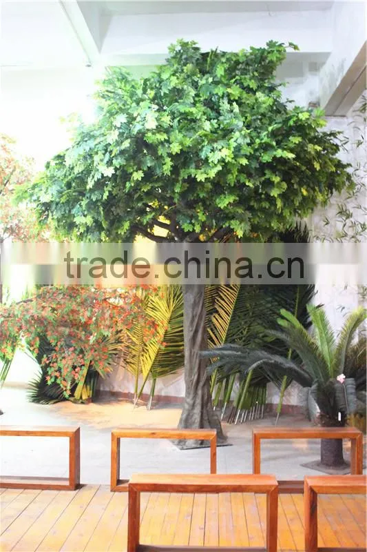 Home garden decoration 100cm to 1000cm Height artificial indoor live plastic ficus red with green big maple tree EZLS05 1011