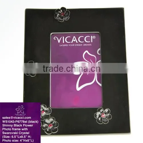 Hot Sale Polyresin Shinny Black And White Photo Frame Made with Swarovski Elements