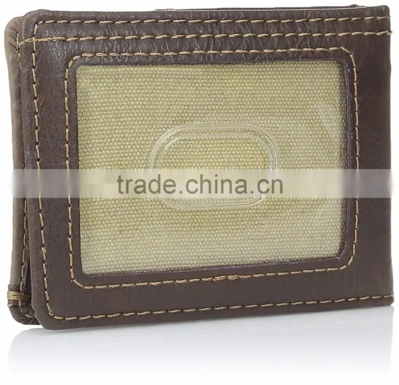 leather credit card holder money clip with id window