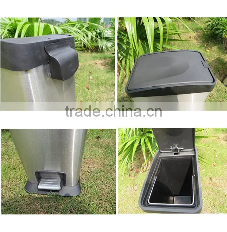 Big capacity stainless steel pedal bin garbage bin for school