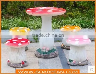 Garden/Kindergarten Furniture Set Fiberglass Mushroom Table Chairs
