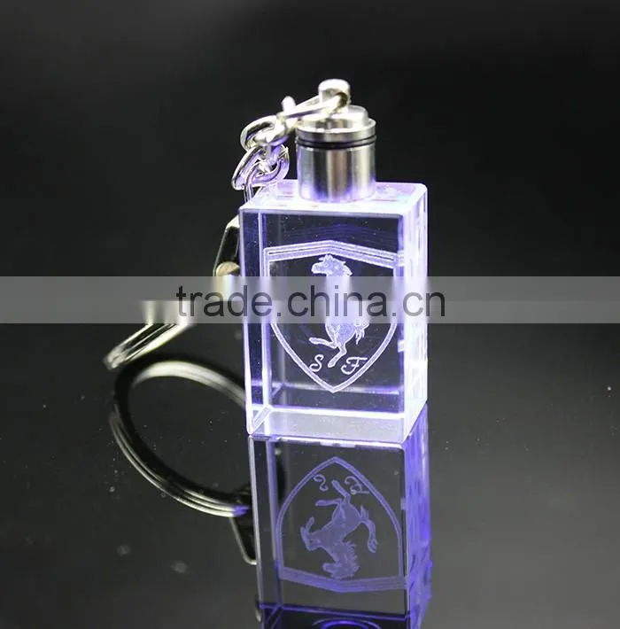 Crystal Gift Items Custom Horse Light Color LED Fashion Crystal Keychain