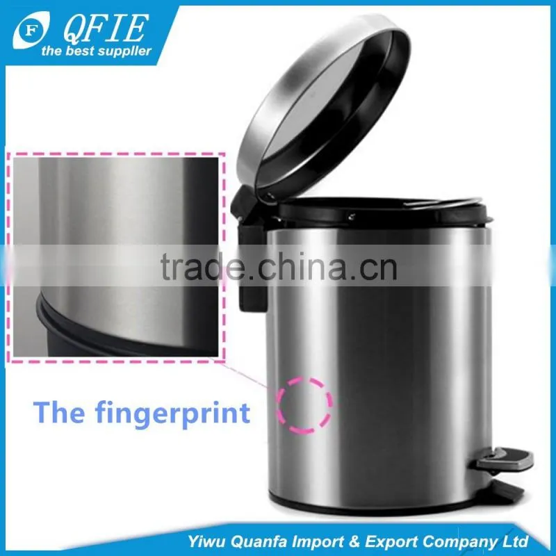 Wholesale silver eco-friendly cylinder lowes stainless steel trash can with the foot pedal