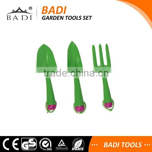 3 pcs carbon steel green kids garden set tools