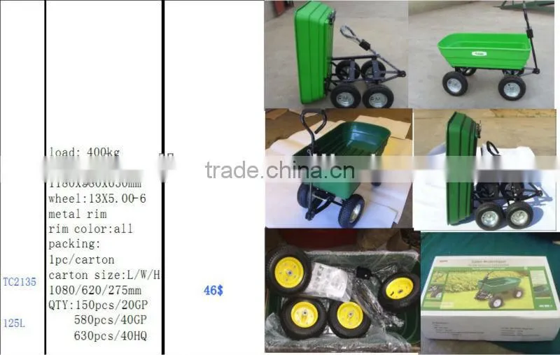 75L green plastic garden tool cart (TC2135) supplier