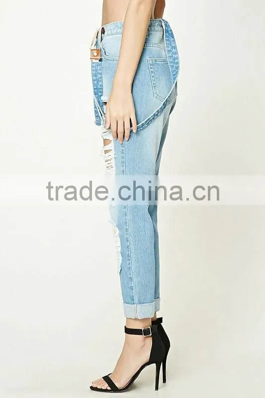 Stylish Women's Sex Distressed Suspender Jeans / New Style Fashion Women Jeans T1703032