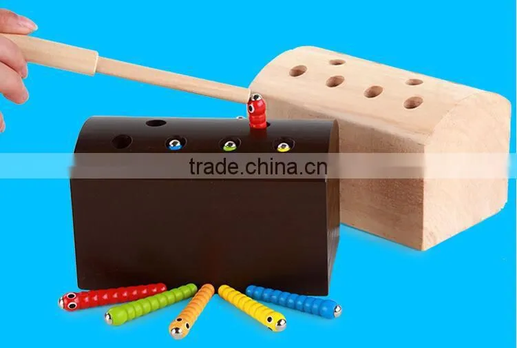 Balance exercise wooden catching worms game gifts educational toys for kids