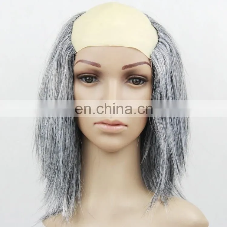 Old Man Grandpa Bald baldy Patch funny party Wig