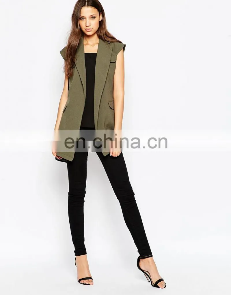Ladies Removable Utility Belt Sleeveless Trench Jacket