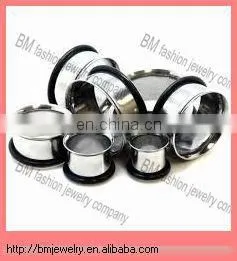 Coated titanium flesh tunnel piercing screw plug piercing stainless steel body jewelry
