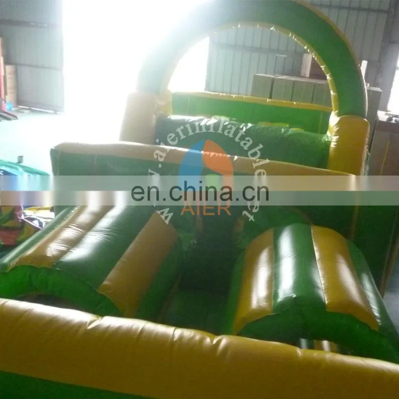 Green Inflatable Obstacle course for elder kids cheap inflatable obstacles for sale
