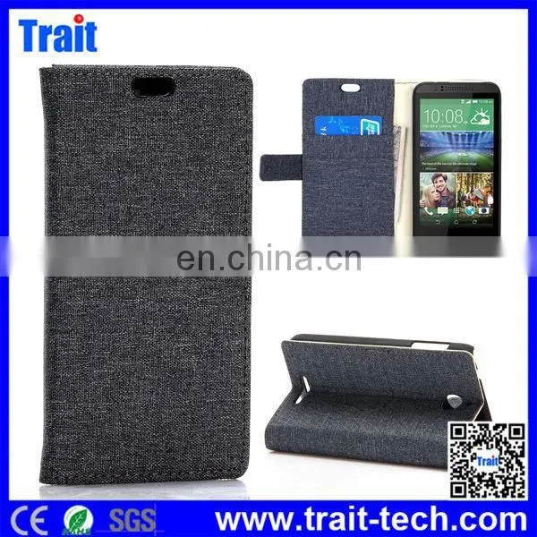 Leather Case With Cloth Texture Wallet Style Phone Case Cover for HTC Desire 510