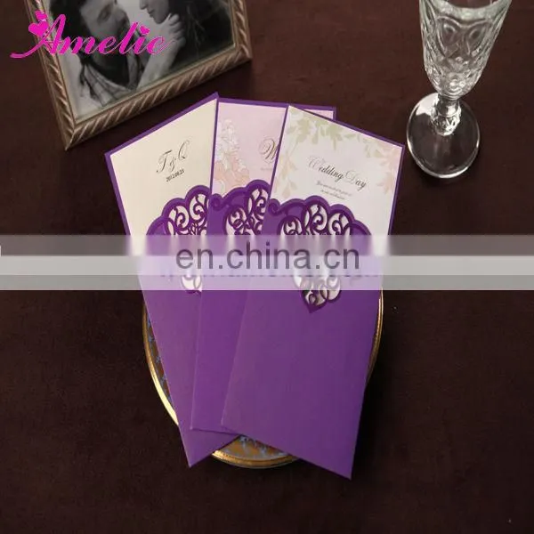 ACW2009 Purple Color Wholesale Paper Wedding Invitations