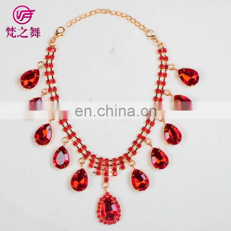 P-9054 Children and adult red belly dance necklace earring set jewelry