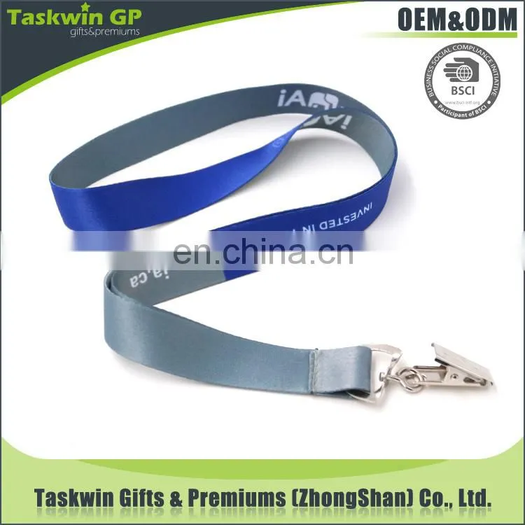 Promotional polyester car logo blue lanyard with sublimation printing