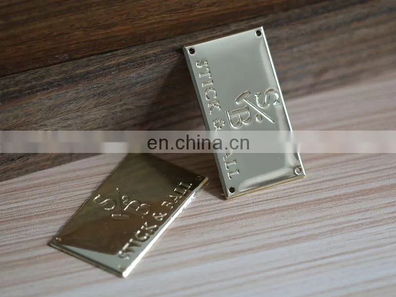 hot selling hardware decorations gold metal labels for clothing and handbag