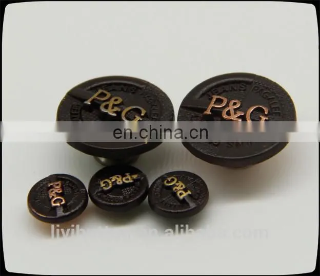whole sales fancy custom metal embossed logo button for jeans