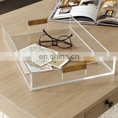 Custom design acrylic plexiglass perspex mirror tray,wholesale lucite tray with insert