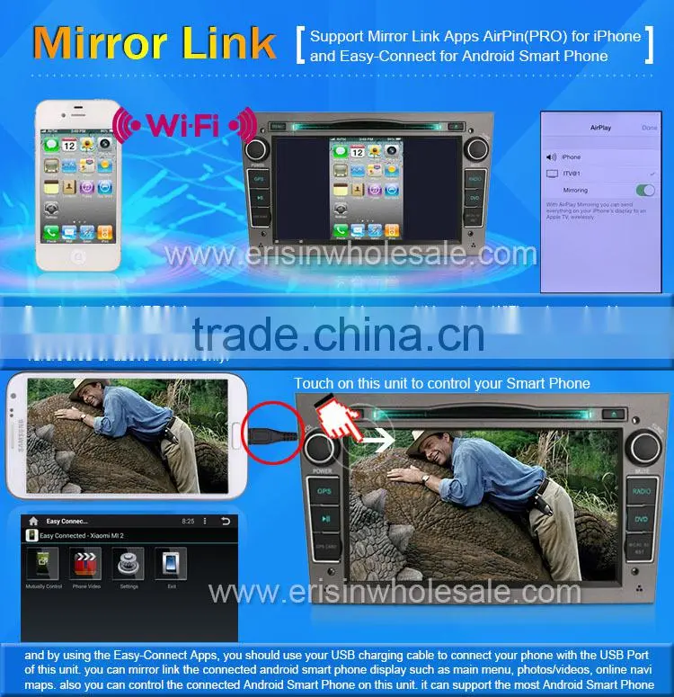 Erisin ES2681P 7" 2 Din Android 4.4.4 Car DVD Player for Astra H