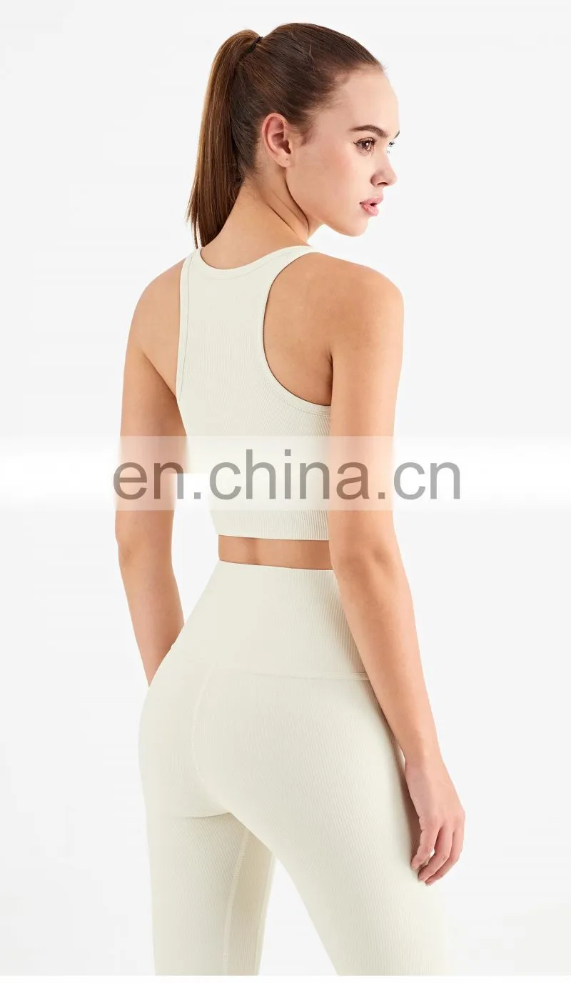 Wholesale New Sports Bra High Neck Support Ribber Clothing Women Active Wear Tops