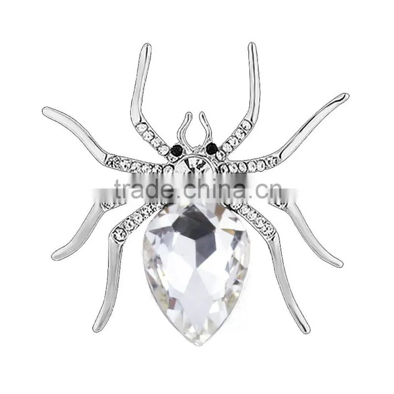 Transparent crystal brooch rhinstone silver animal spider brooch fashion brooch