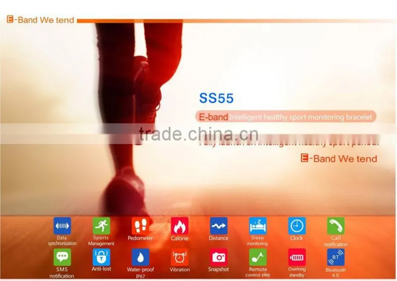 S55 Smart Bracelet Waterproof Bluetooth 4.0 Pedometer Band Health Wristband Fitness Tracker Smartband For Android IOS Phone