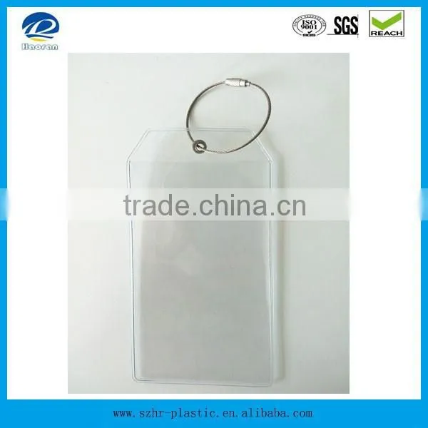 Plastic PVC cruise luggage tag with aluminum rope china supplier