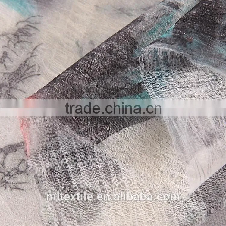 High Quality 100% Polyester Snowflake Printed Organza Fabric For curtain fabric