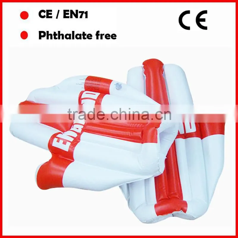 PVC blue color inflatable finger hand with white logo for promotion