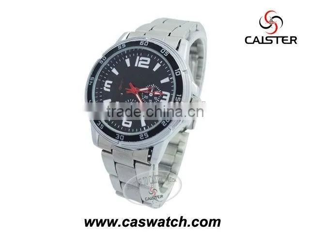luxury silver-toned round watch, quartz movement water resistant couple watch, stainless steel back couple watch