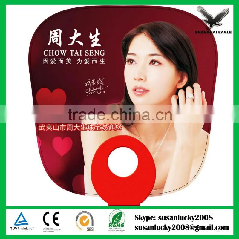 2014 new model promotional plastic folding hand fans (directly from factory)