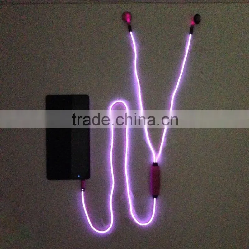 Mobile phone accessory light EL long wire earphone with microphone