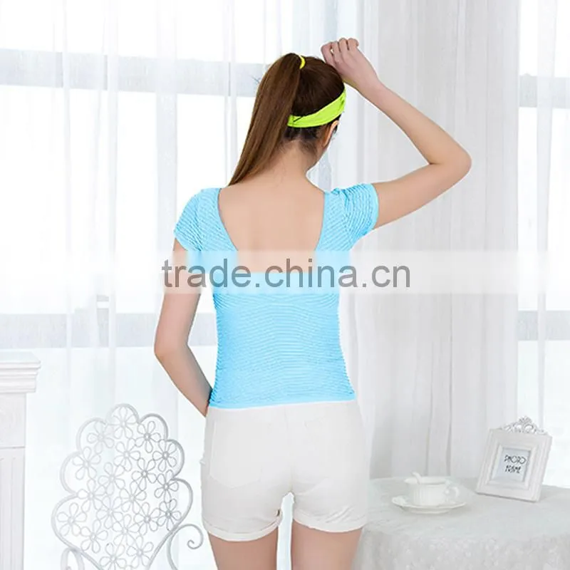 T-shirt seamless short tank top fold wrink