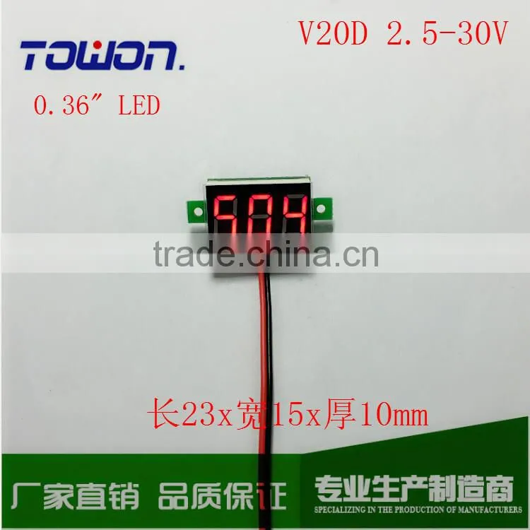 LED V20D DC 2.5-30V two wires Red/Blue/Green digital Voltmeter display module 0.36 "LED Voltage Meter
