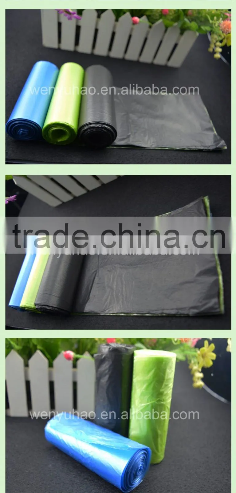 virgin material plastic rubbish bag / custom printed side gusset plastic packing garbage bag