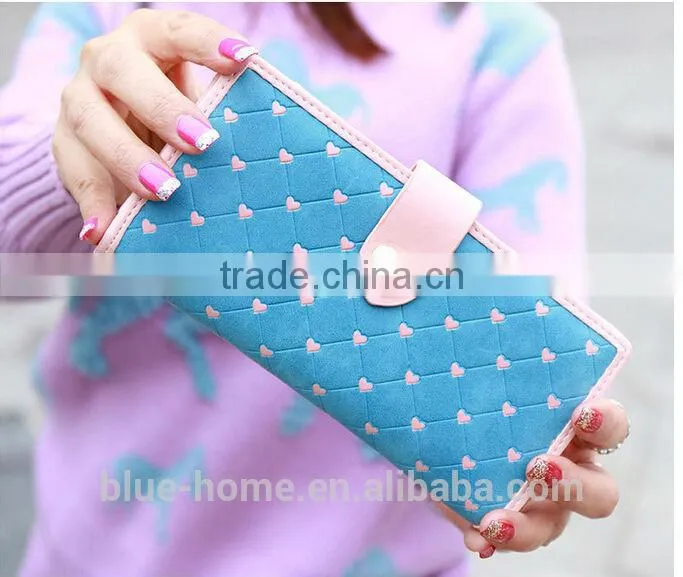 Latest heart design long hasp ladies purse Good quality Showing elegance