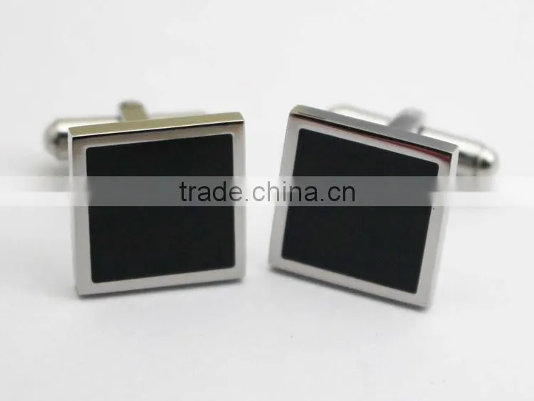 316L stainless steel square Black enamel cufflinks for men