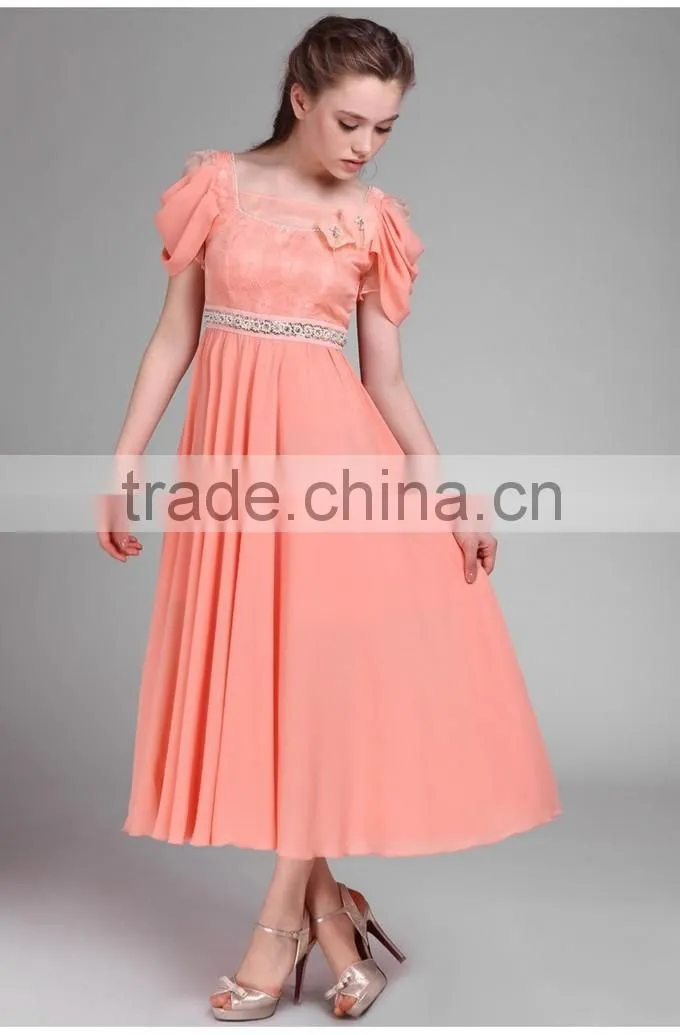 2015 High Quality Lace and Chiffon Design Maxi Dresses Women