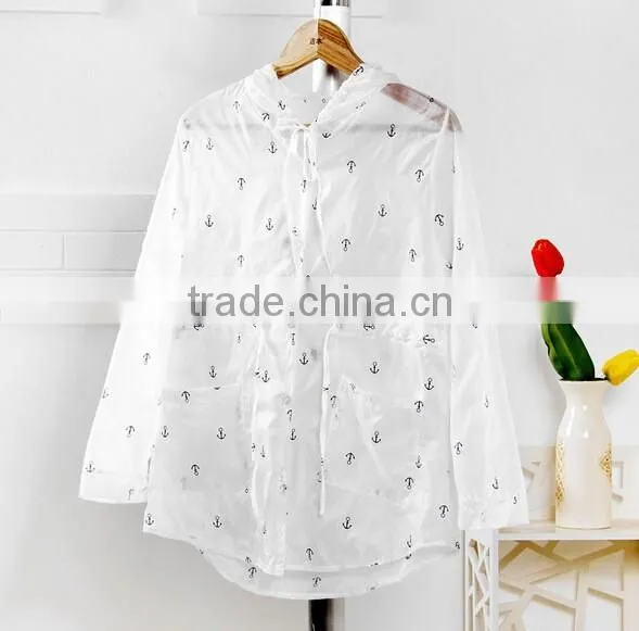 2015 Summer long sleeve hooded sun protection clothing fashion nylon clothing